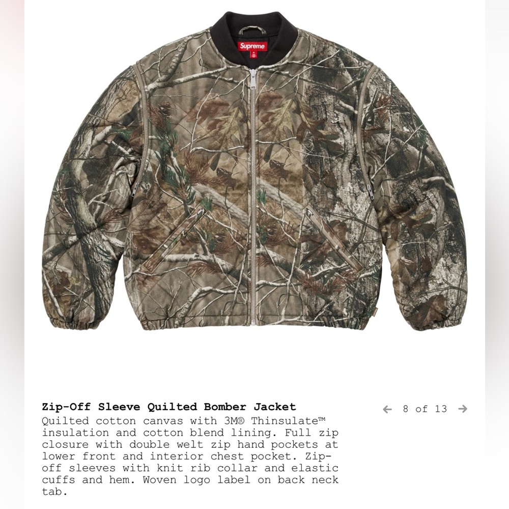 Supreme Camouflage Quilted Bomber Jacket